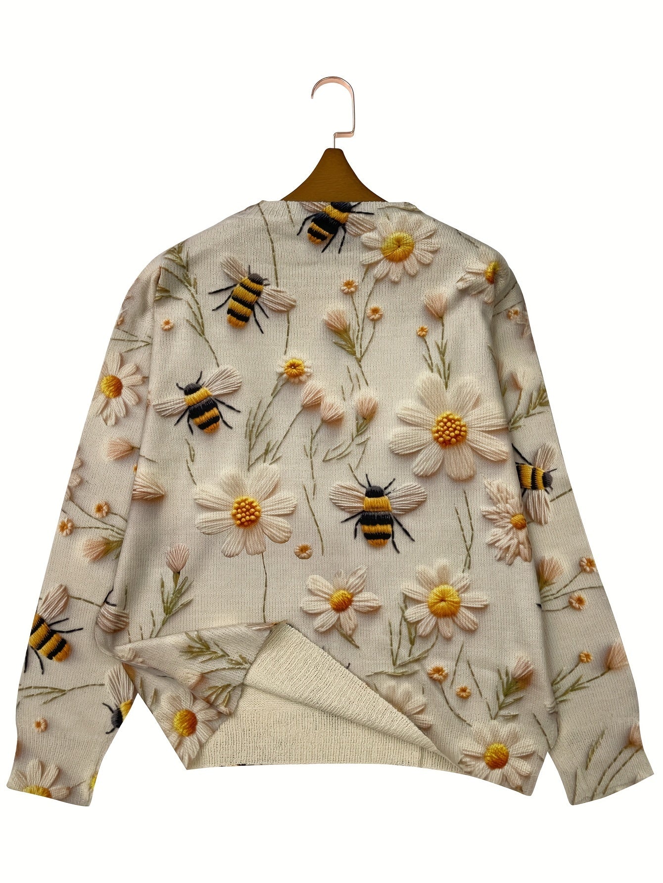 Heidi | Sweater met Bloem- en Bijendessin en Ronde Hals