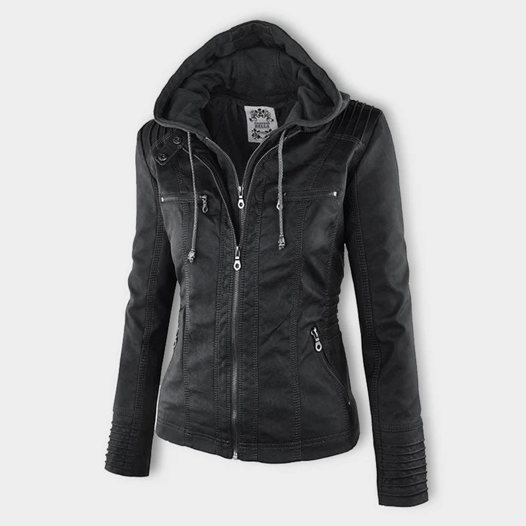 Annabel | Leren Jas met Capuchon