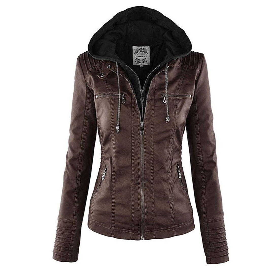 Annabel | Leren Jas met Capuchon
