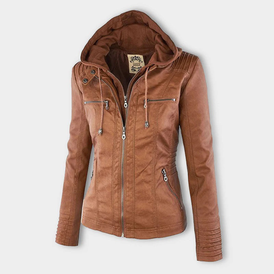 Annabel | Leren Jas met Capuchon