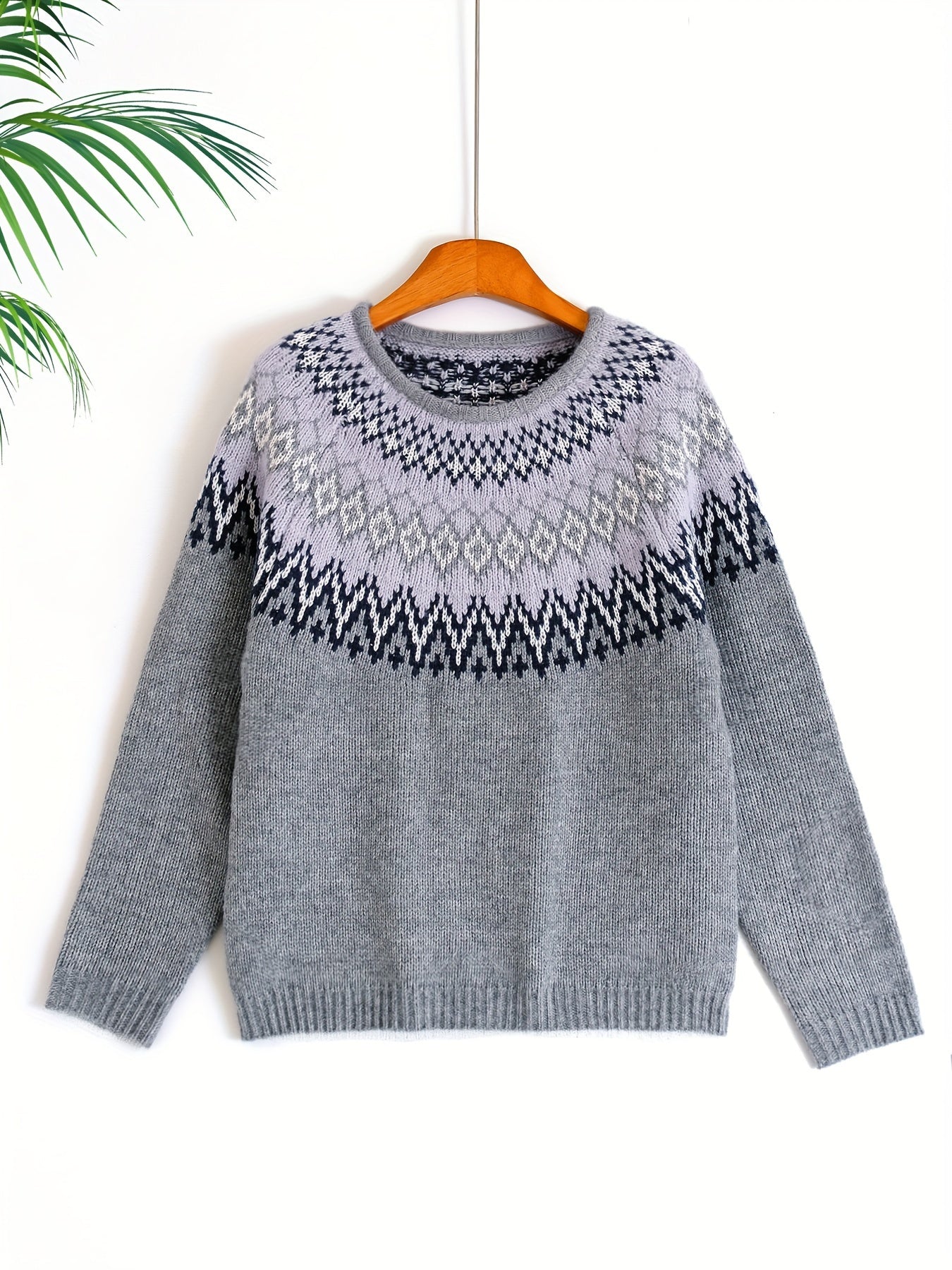 Beatrix | Casual Lange Mouw Sweater met Geometrisch Patroon