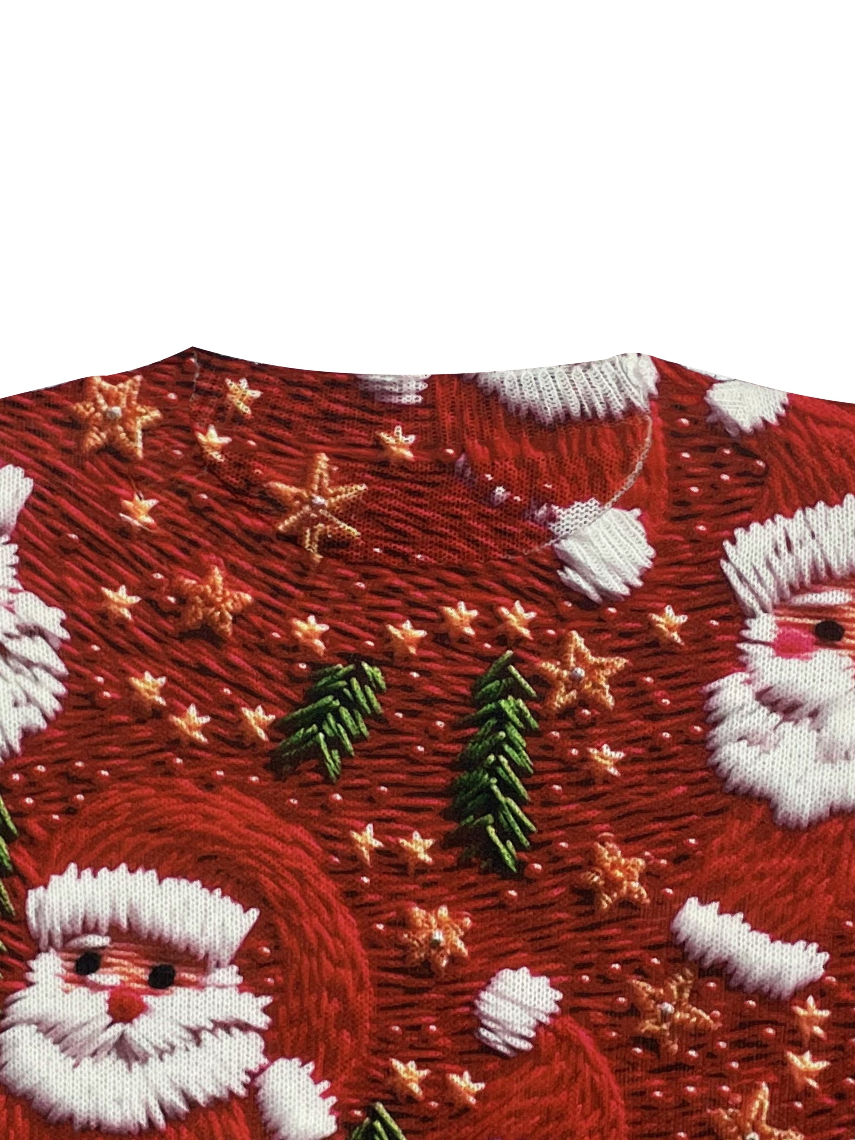 Gesina | Kerstmannenprint Sweater met Ronde Hals