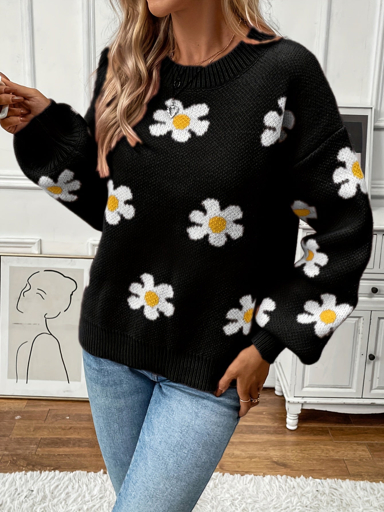 Sara | Sweater met Bloemenprint