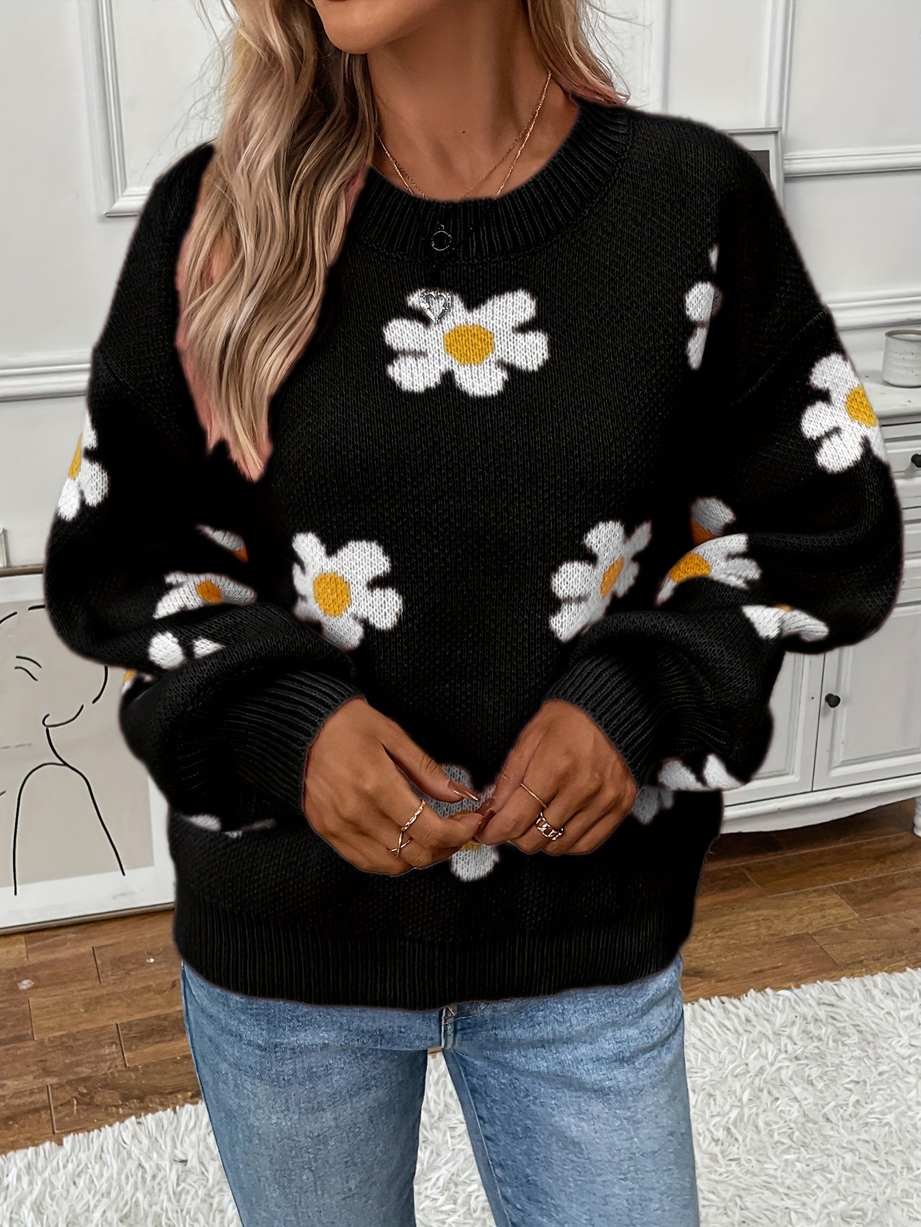 Sara | Sweater met Bloemenprint