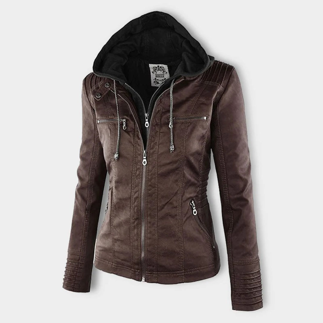 Annabel | Leren Jas met Capuchon