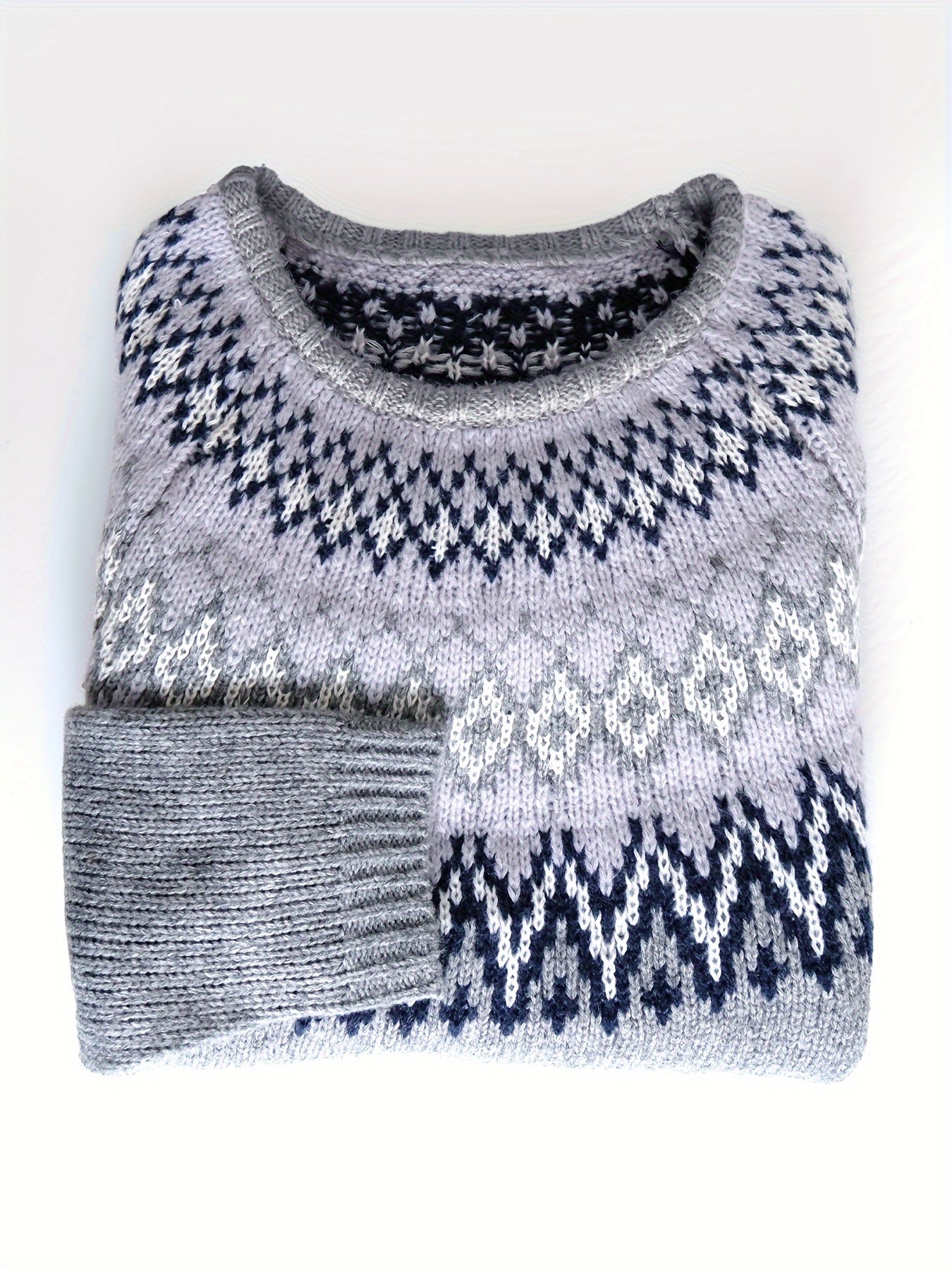 Beatrix | Casual Lange Mouw Sweater met Geometrisch Patroon