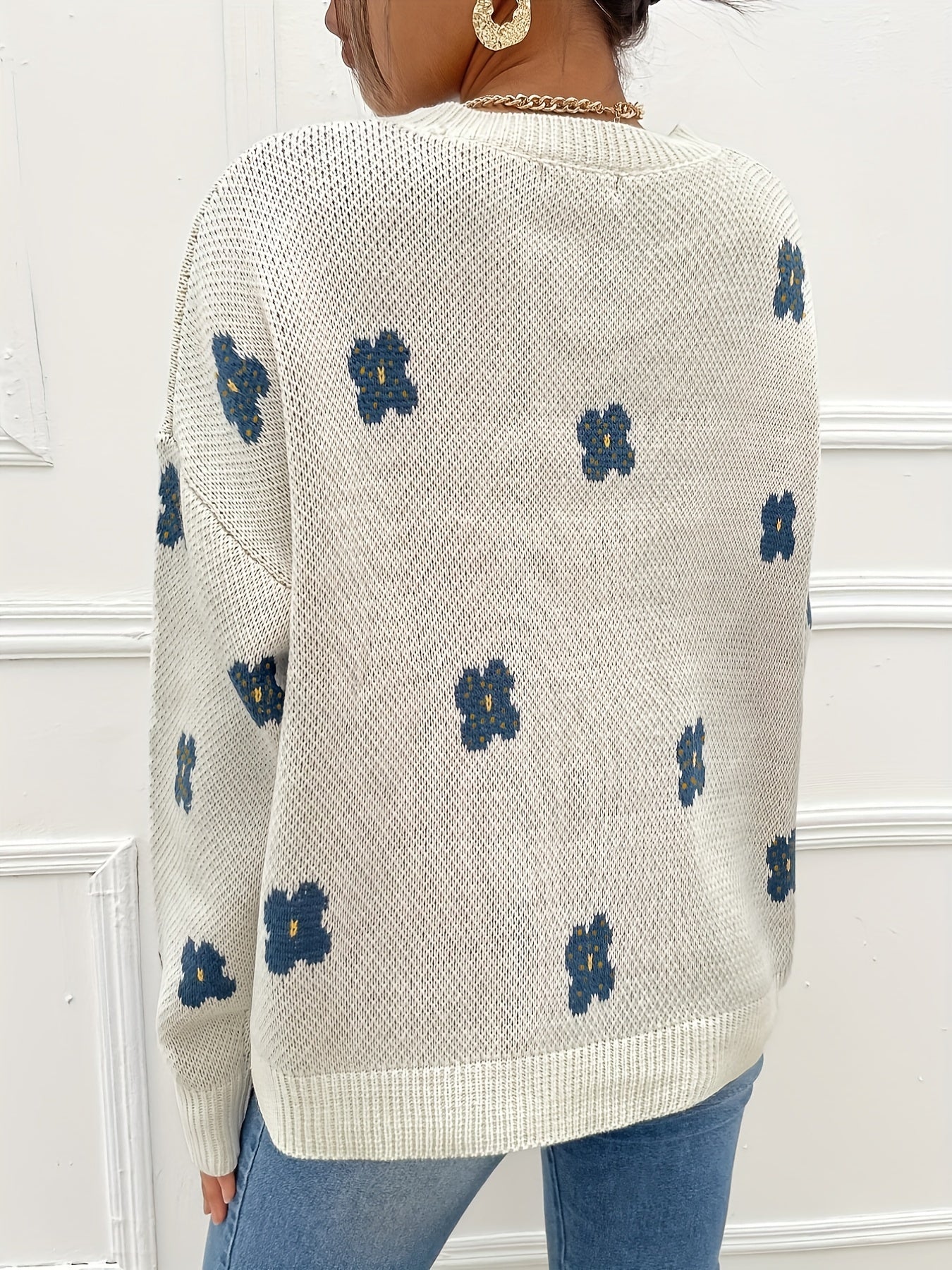 Nora | Sweater met Bloemenpatroon en Ronde Hals