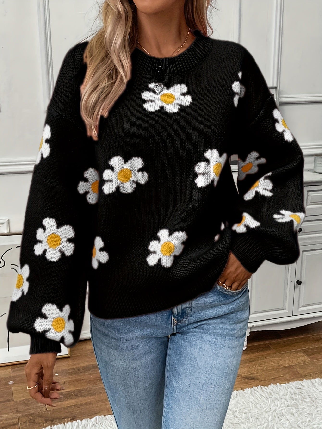 Sara | Sweater met Bloemenprint