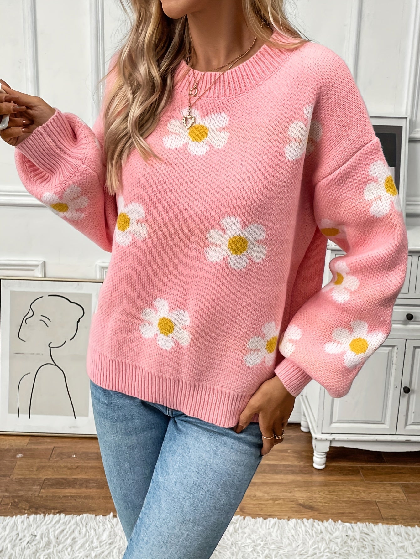 Sara | Sweater met Bloemenprint