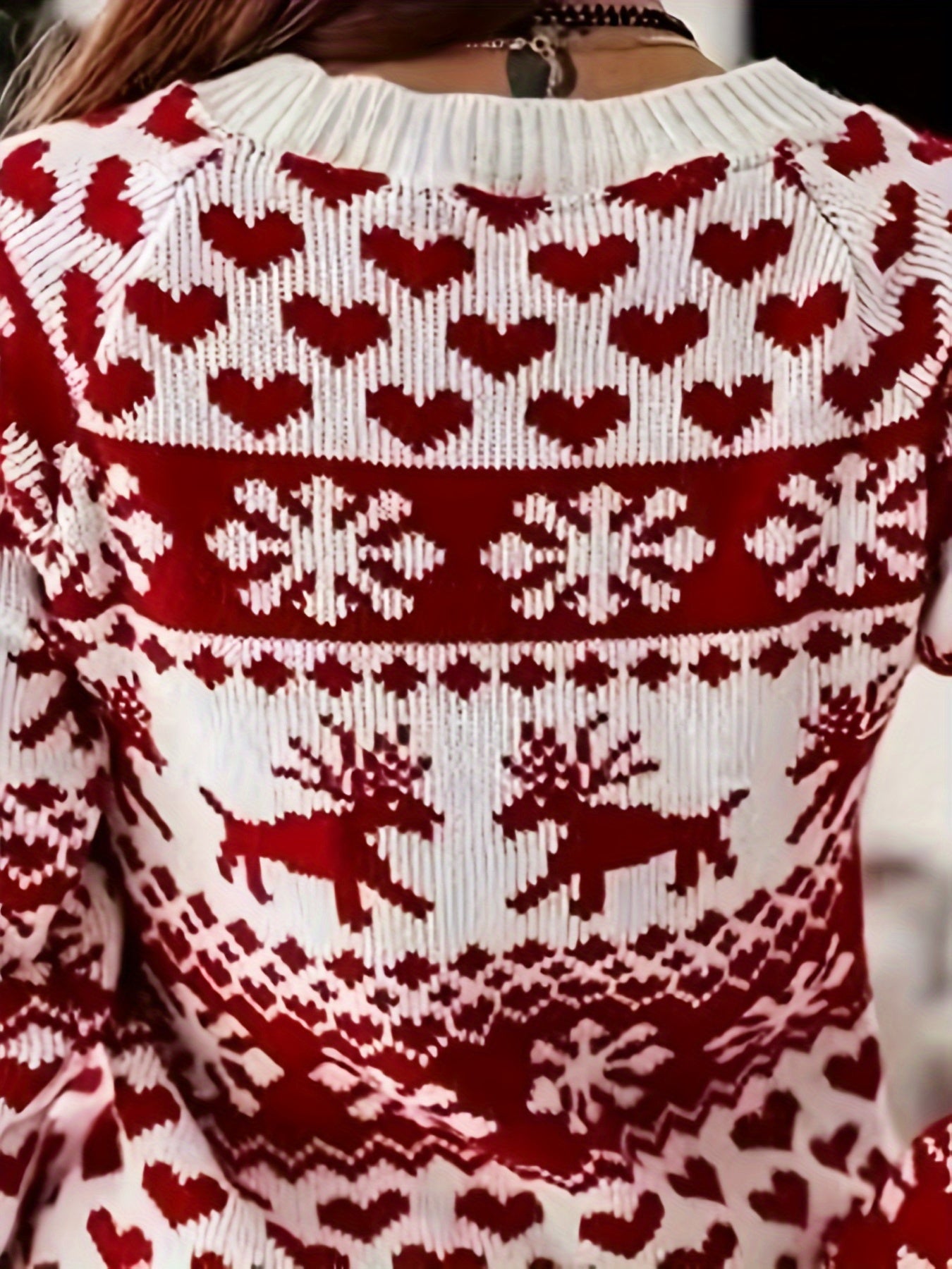 Julia | Kerstmis Jacquard Sweater met Ronde Hals