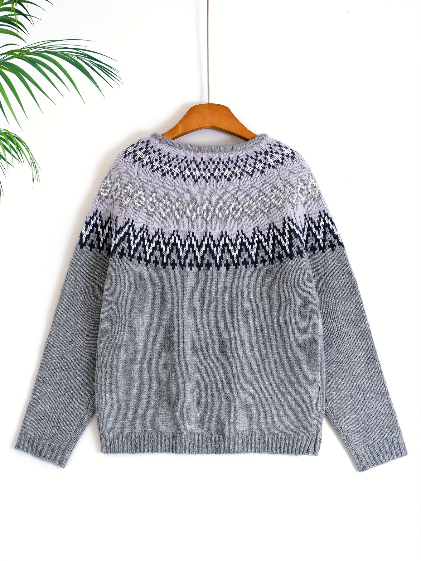 Beatrix | Casual Lange Mouw Sweater met Geometrisch Patroon